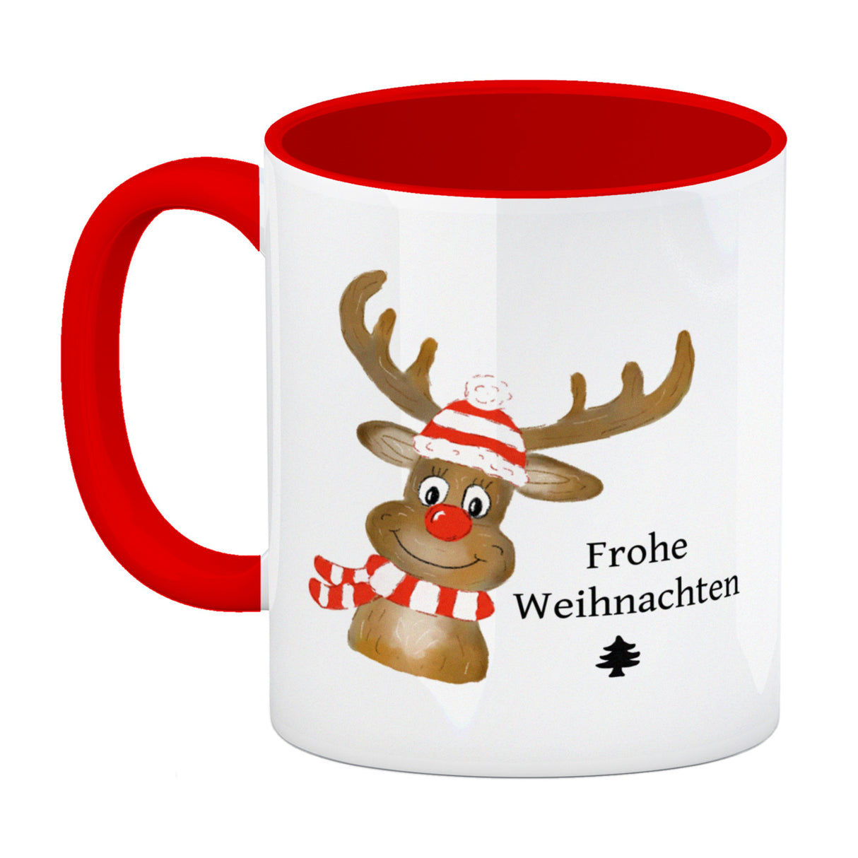 Weihnachten Kaffeebecher mit Rentier und Spruch - Frohe Weihnachten