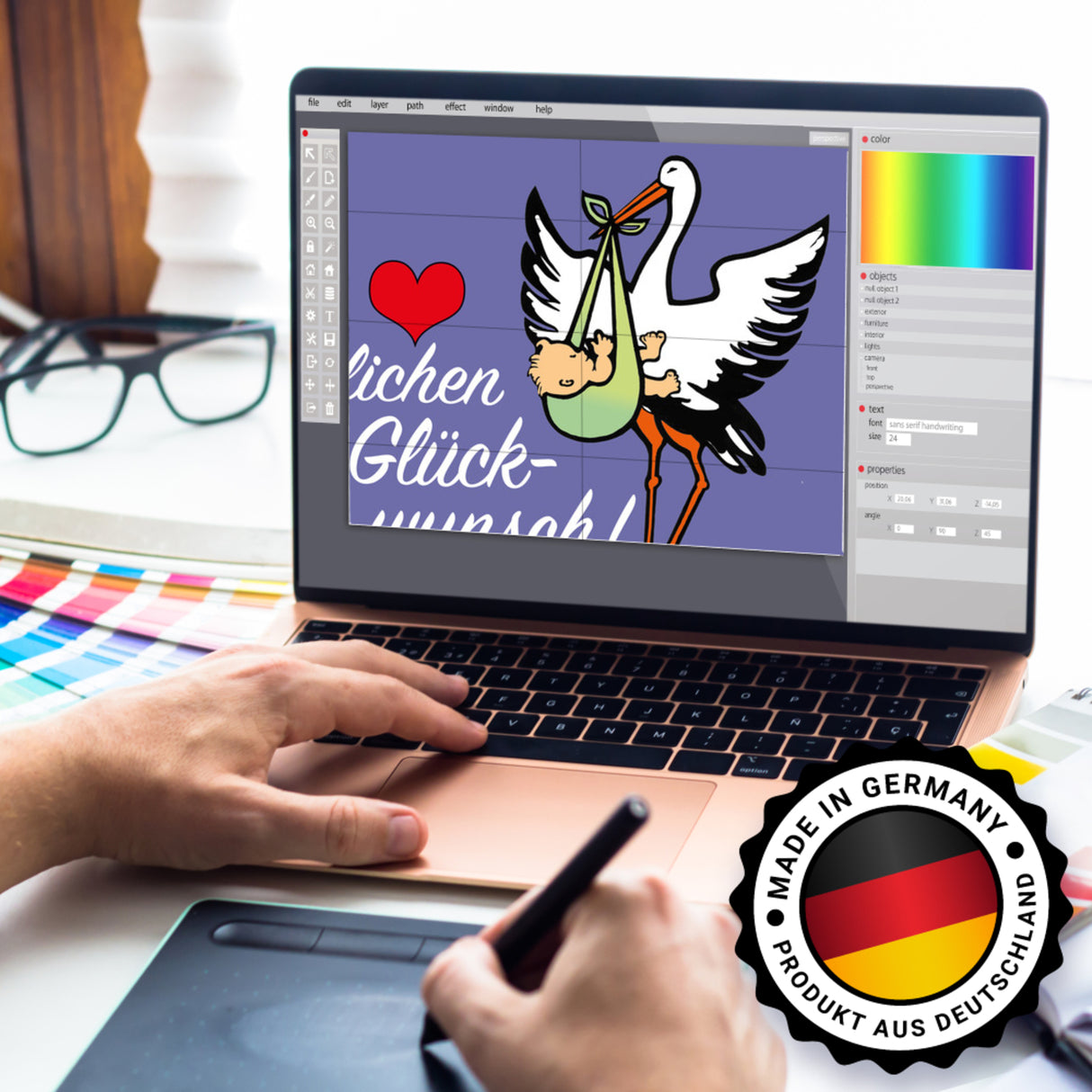 Storch und Kind Spardose zur Geburt mit niedlichem Motiv