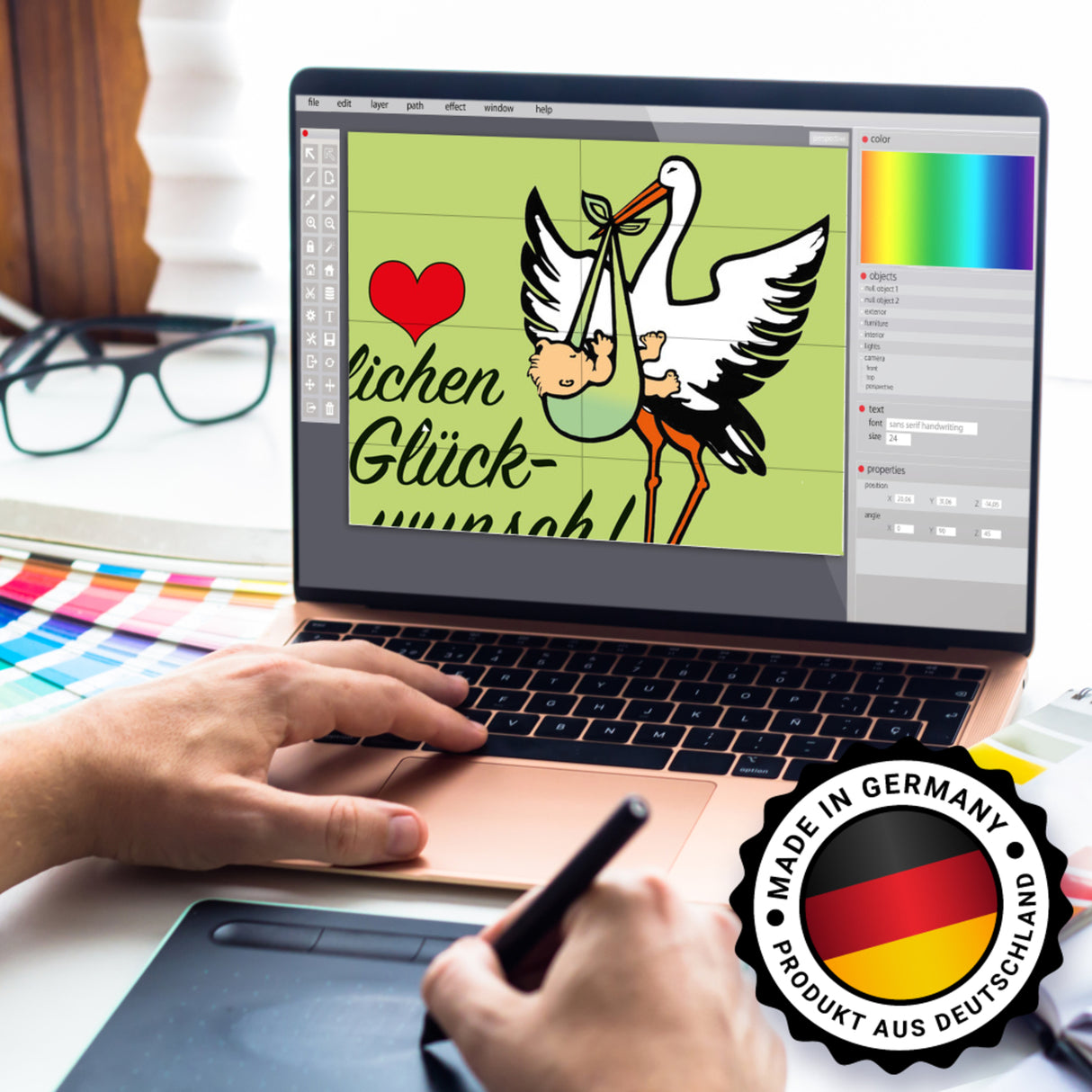 Storch und Kind Spardose zur Geburt mit niedlichem Motiv
