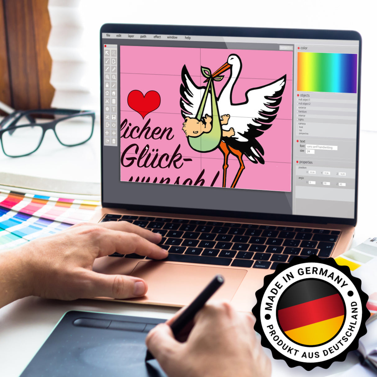 Storch und Kind Spardose zur Geburt mit niedlichem Motiv