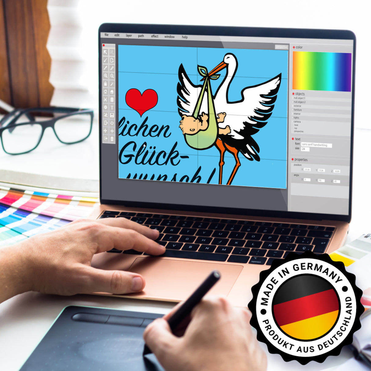 Storch und Kind Spardose zur Geburt mit niedlichem Motiv