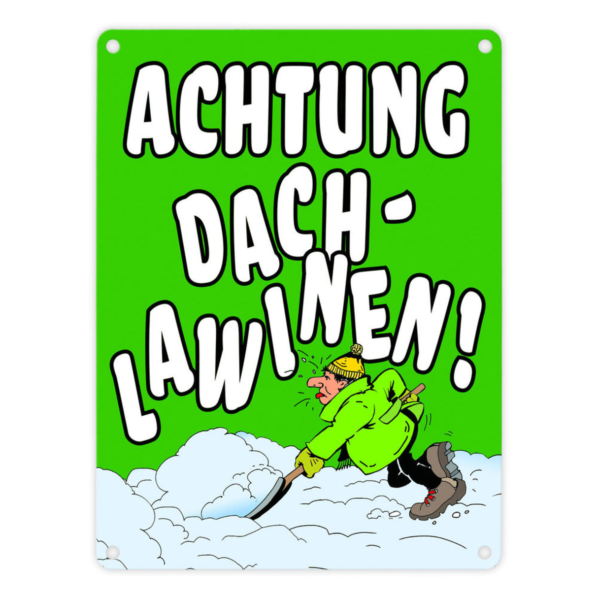 Dachlawine Metallschild zum Thema Schneefall im Winter -Gelb