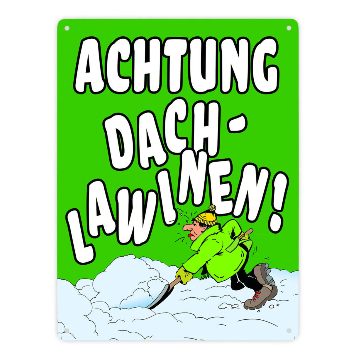 Dachlawine Metallschild zum Thema Schneefall im Winter -Gelb