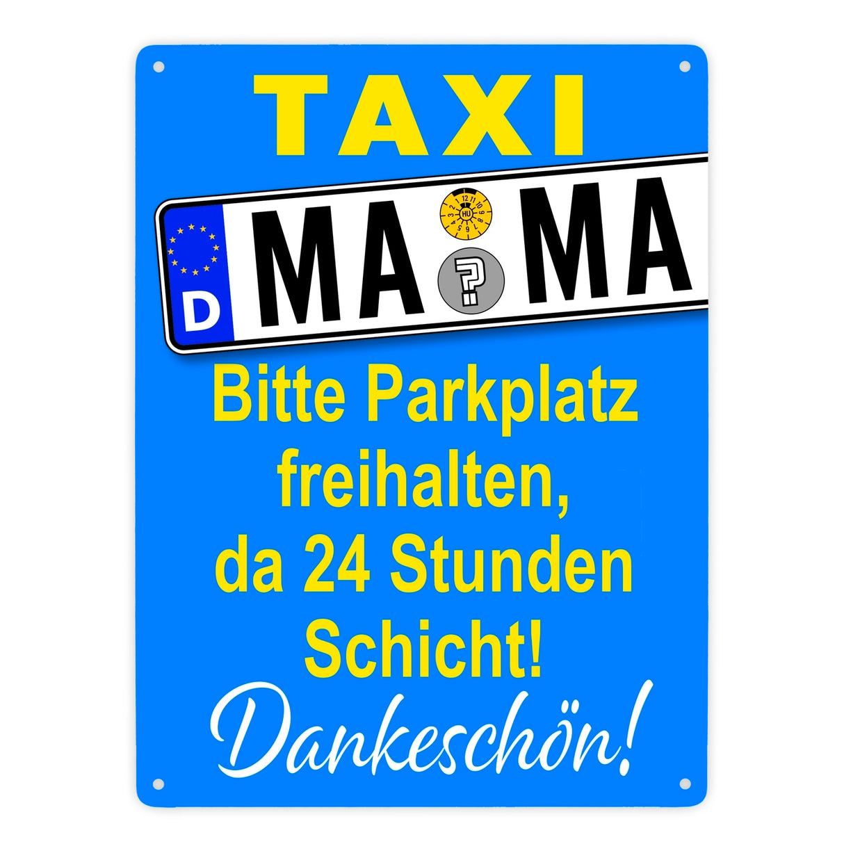 Taxi Mama Metallschild -Gelb zum Thema Mutter sein