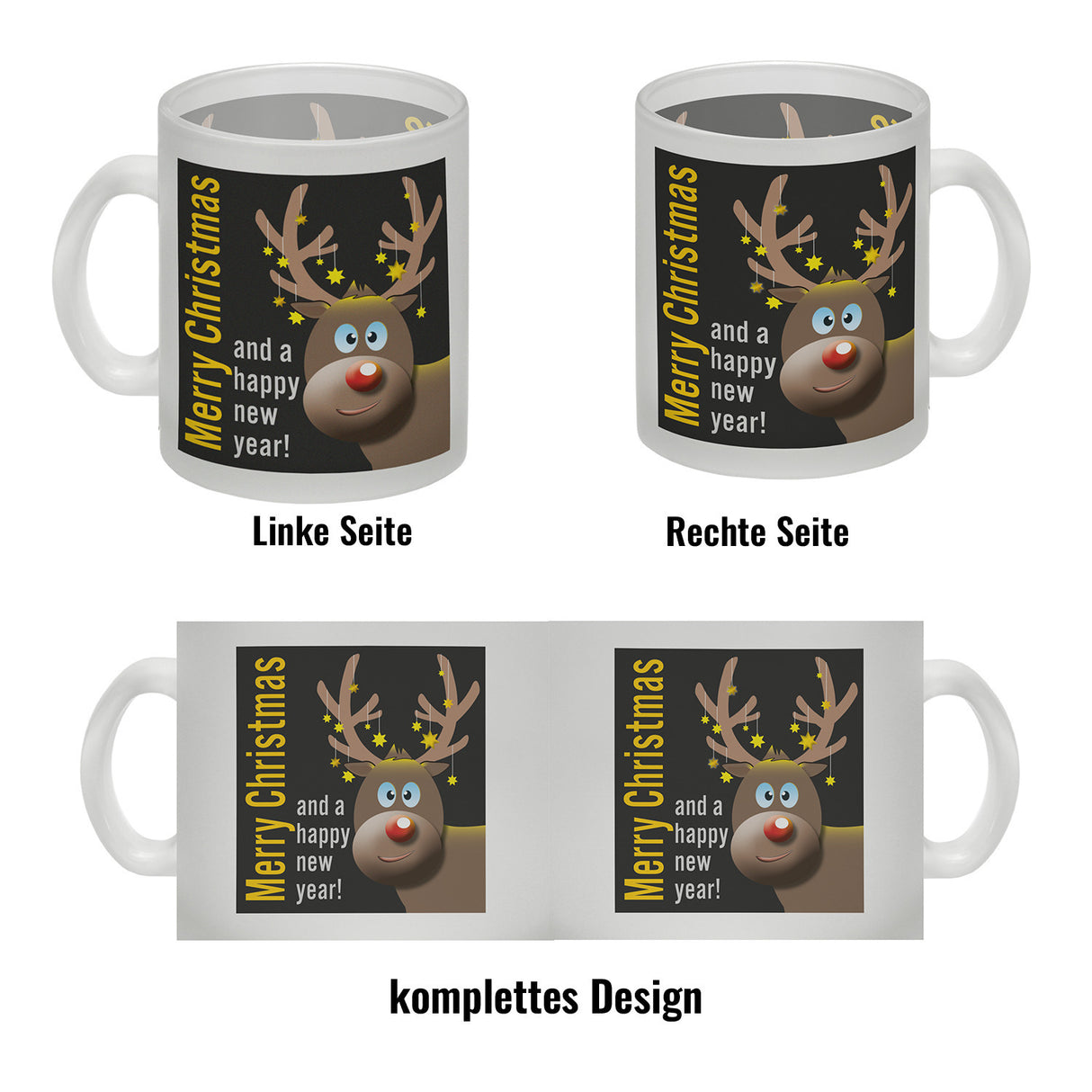 Rentier Motiv und Spruch Kaffeebecher zum Thema Weihnachten