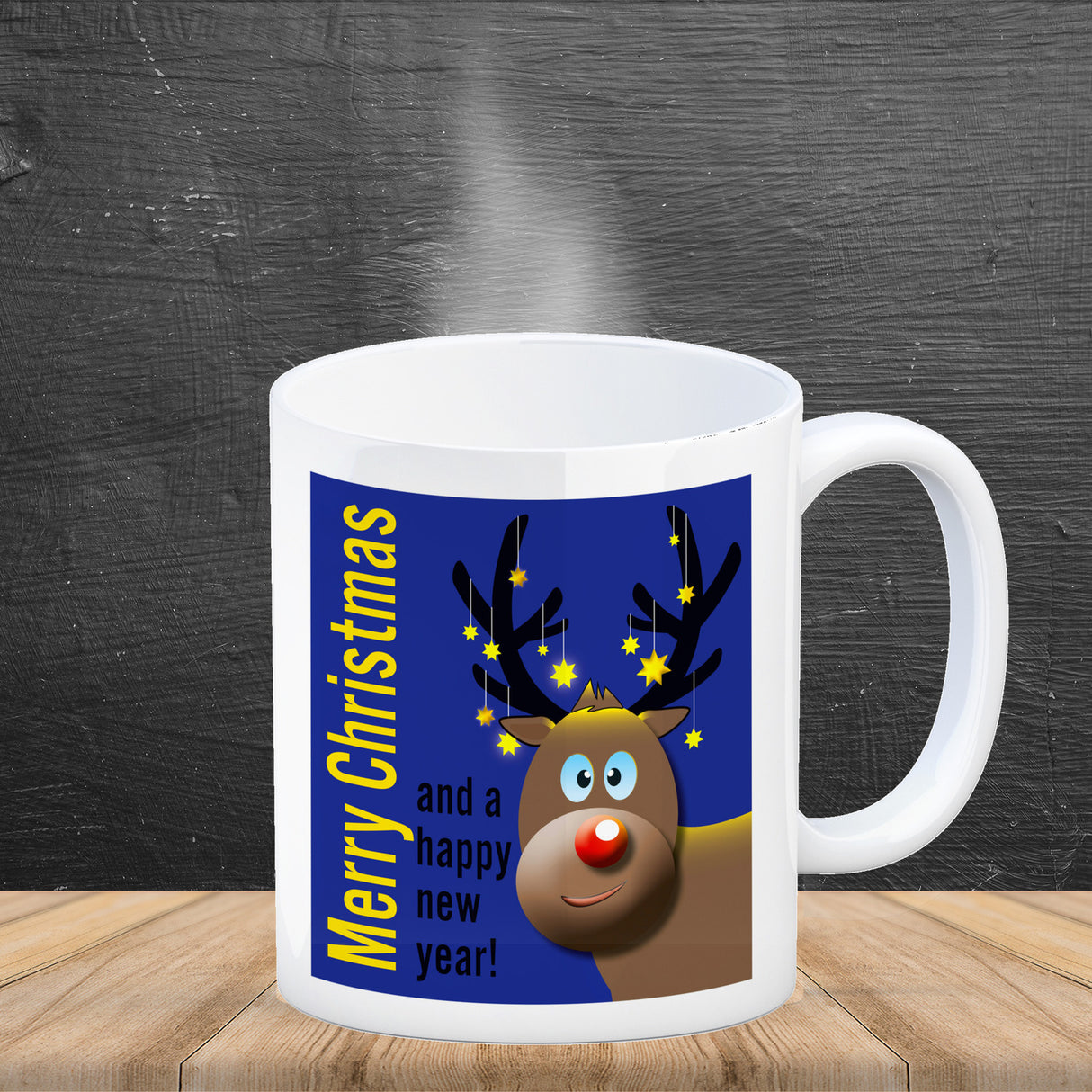 Rentier Motiv und Spruch Kaffeebecher zum Thema Weihnachten