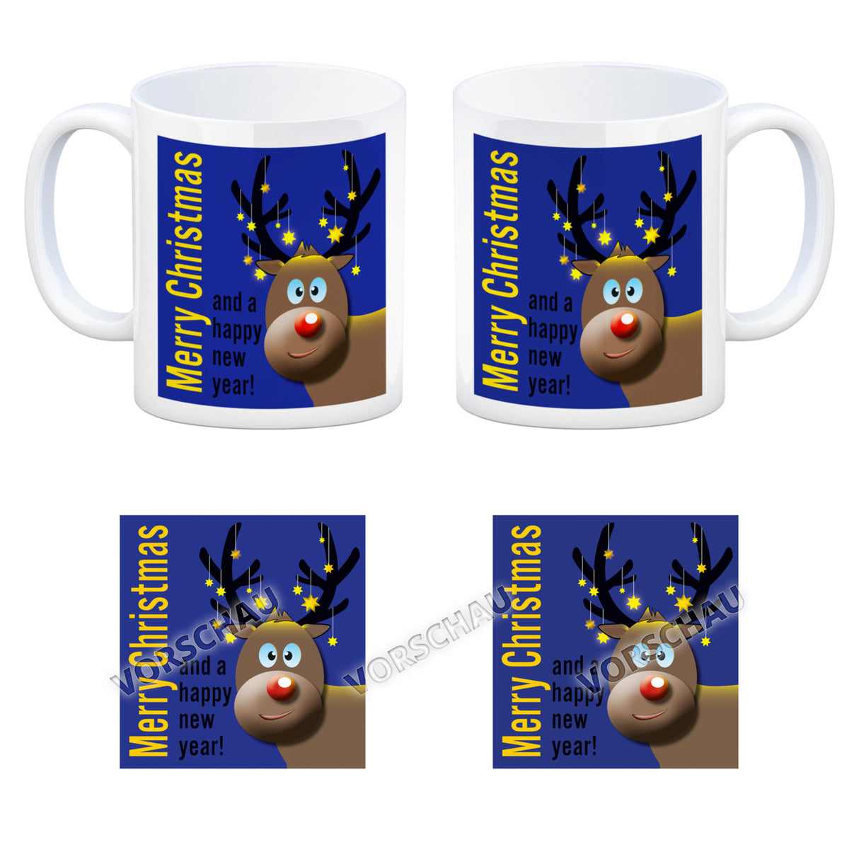 Rentier Motiv und Spruch Kaffeebecher zum Thema Weihnachten
