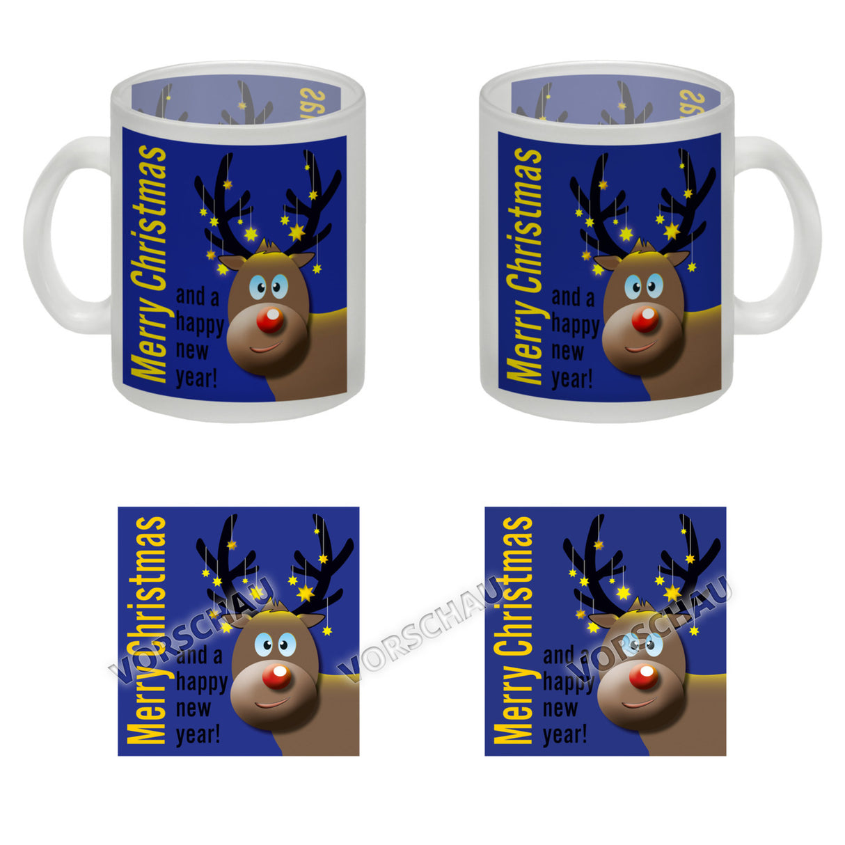 Rentier Motiv und Spruch Kaffeebecher zum Thema Weihnachten