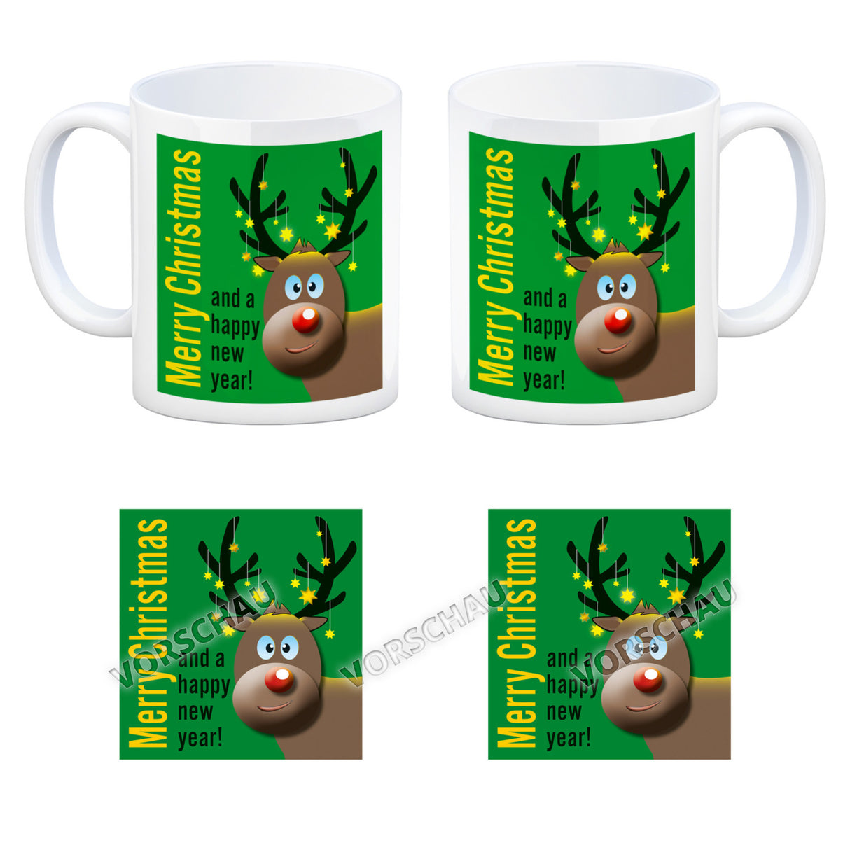 Rentier Motiv und Spruch Kaffeebecher zum Thema Weihnachten