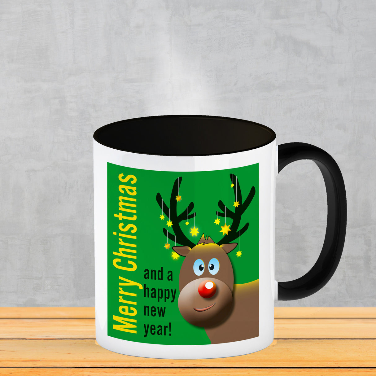 Rentier Motiv und Spruch Kaffeebecher zum Thema Weihnachten