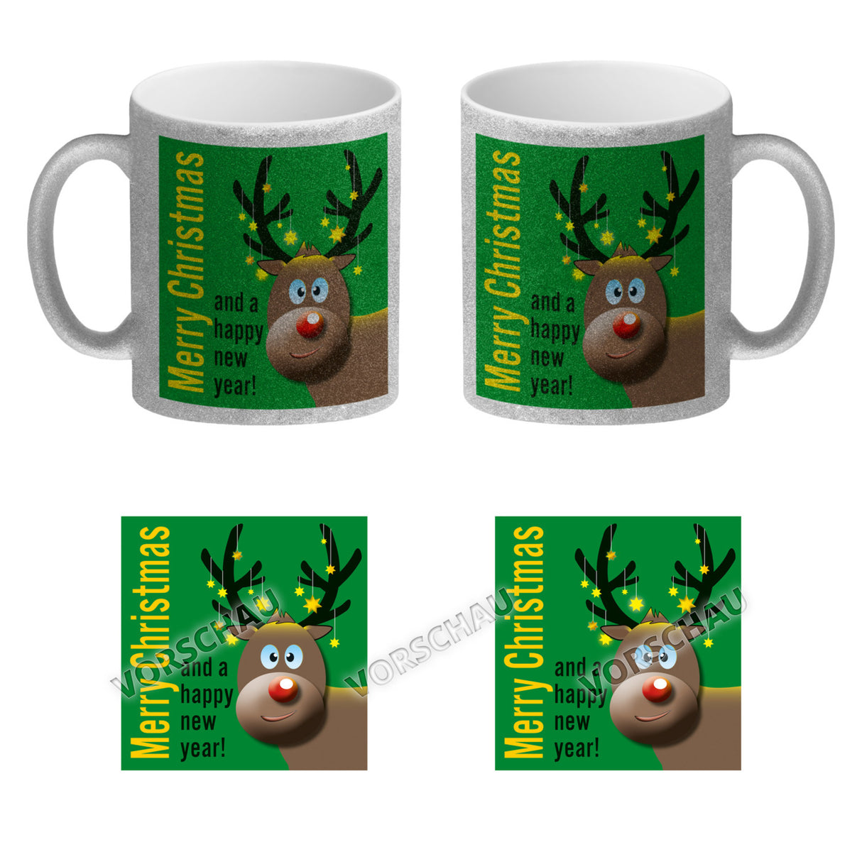 Rentier Motiv und Spruch Kaffeebecher zum Thema Weihnachten