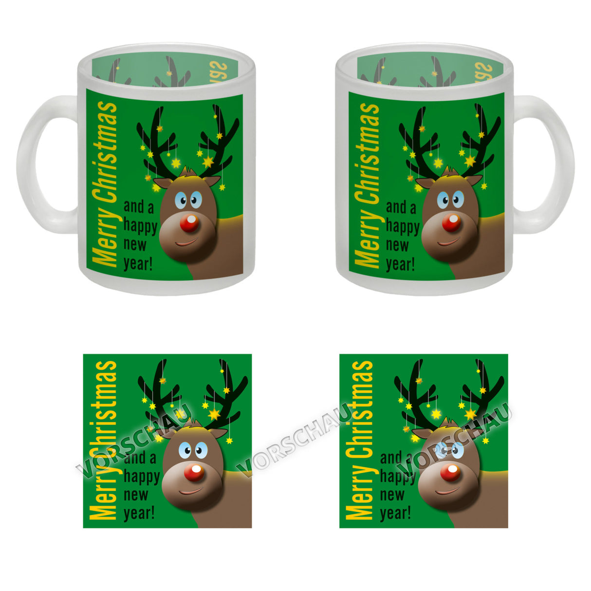 Rentier Motiv und Spruch Kaffeebecher zum Thema Weihnachten