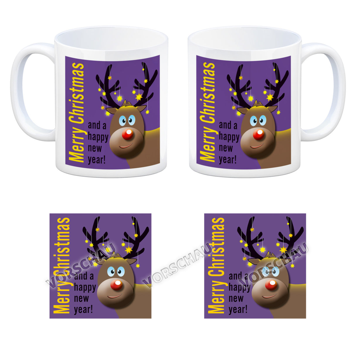 Rentier Motiv und Spruch Kaffeebecher zum Thema Weihnachten
