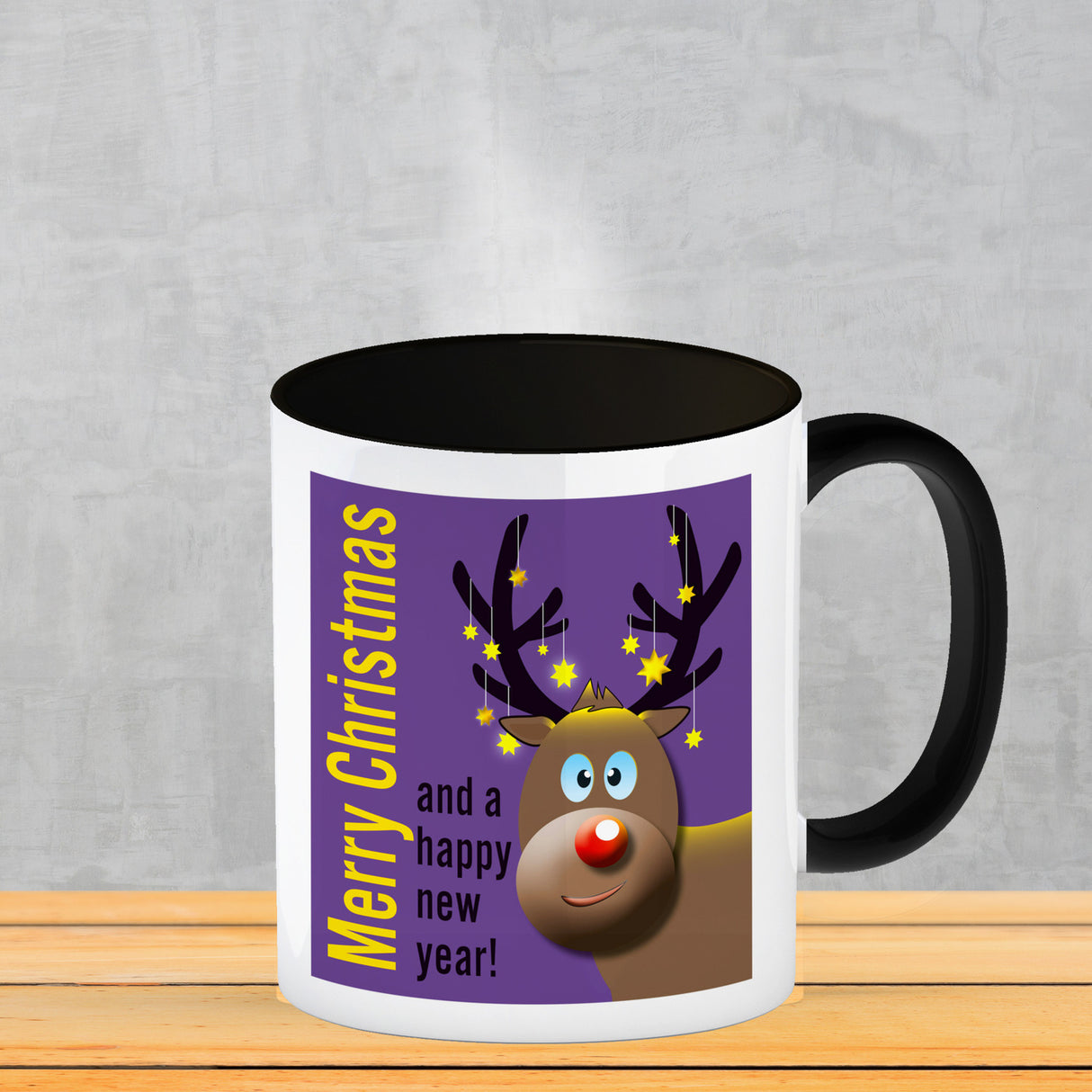 Rentier Motiv und Spruch Kaffeebecher zum Thema Weihnachten