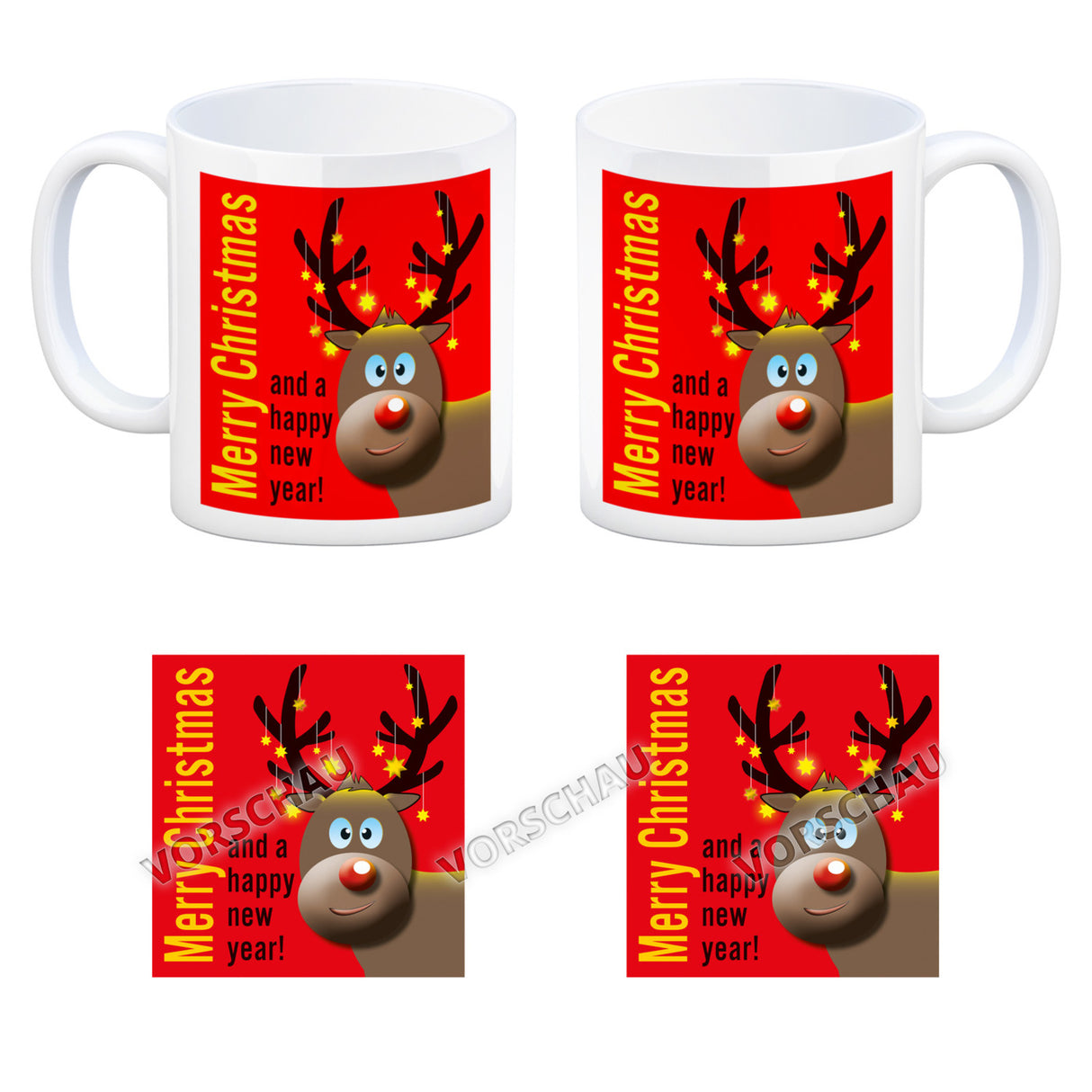 Rentier Motiv und Spruch Kaffeebecher zum Thema Weihnachten