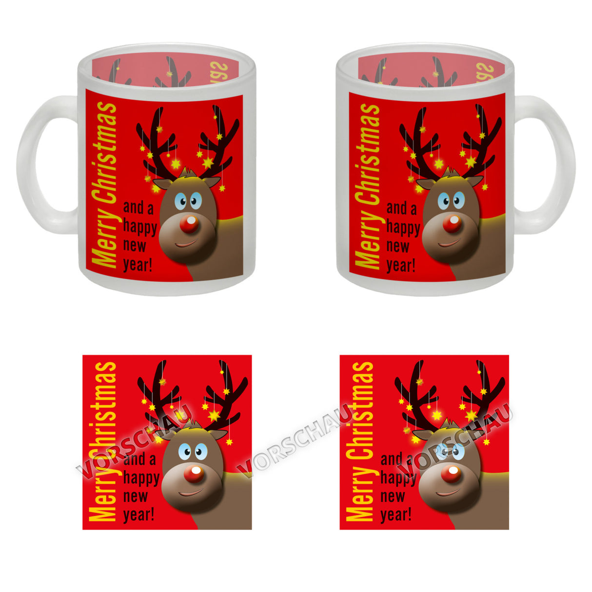 Rentier Motiv und Spruch Kaffeebecher zum Thema Weihnachten