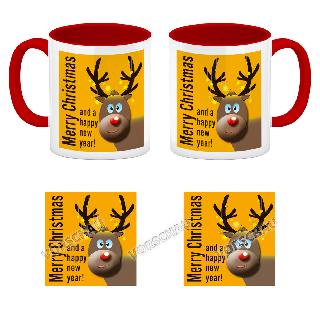 Rentier Motiv und Spruch Kaffeebecher zum Thema Weihnachten