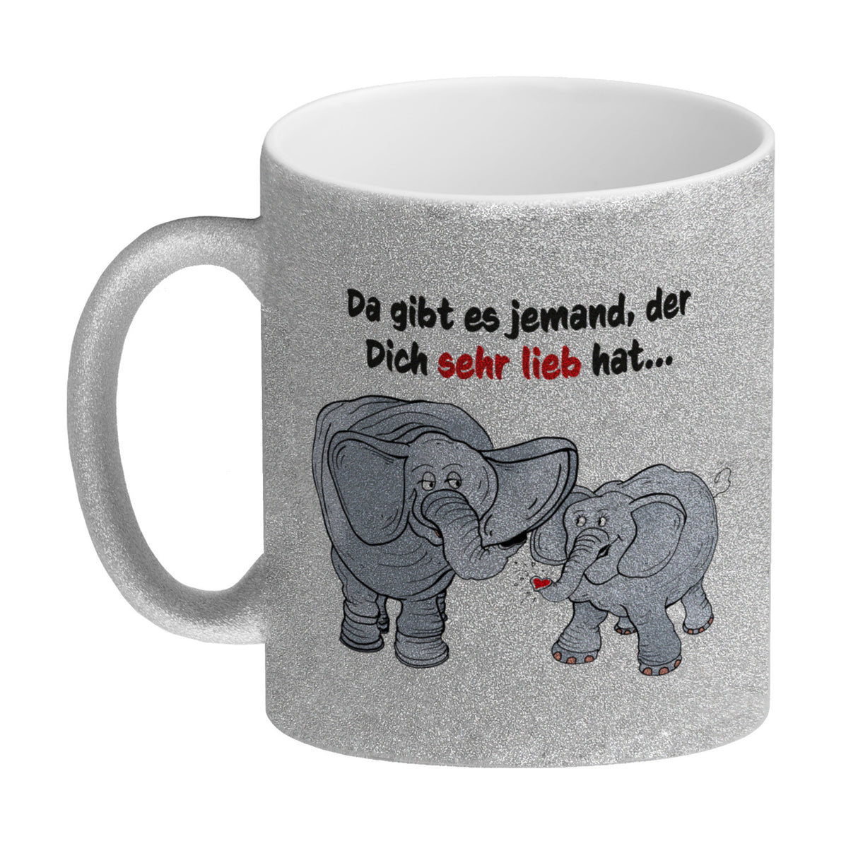 Kaffeebecher zum Thema Liebe mit Elefanten Motiv
