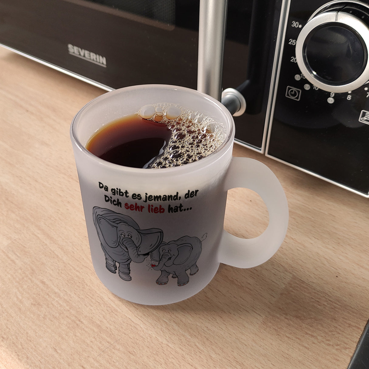Kaffeebecher zum Thema Liebe mit Elefanten Motiv
