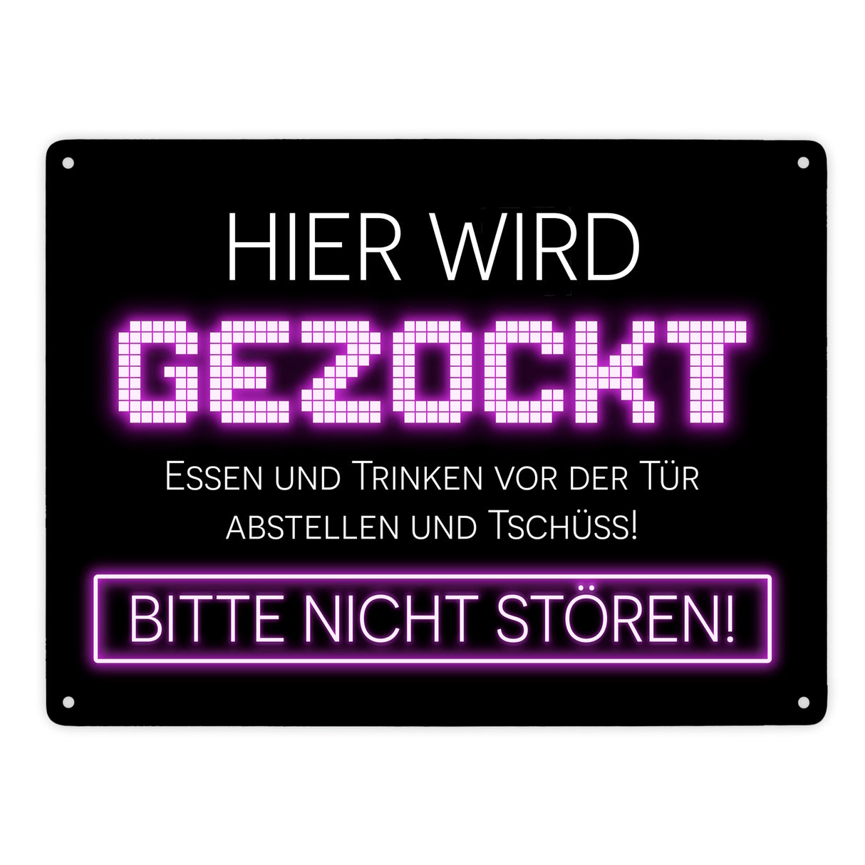 Hier wird gezockt Metallschild für Gamer in violett