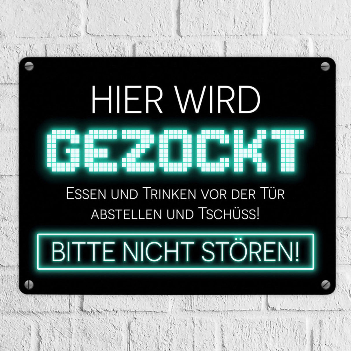 Hier wird gezockt Metallschild für Gamer in violett