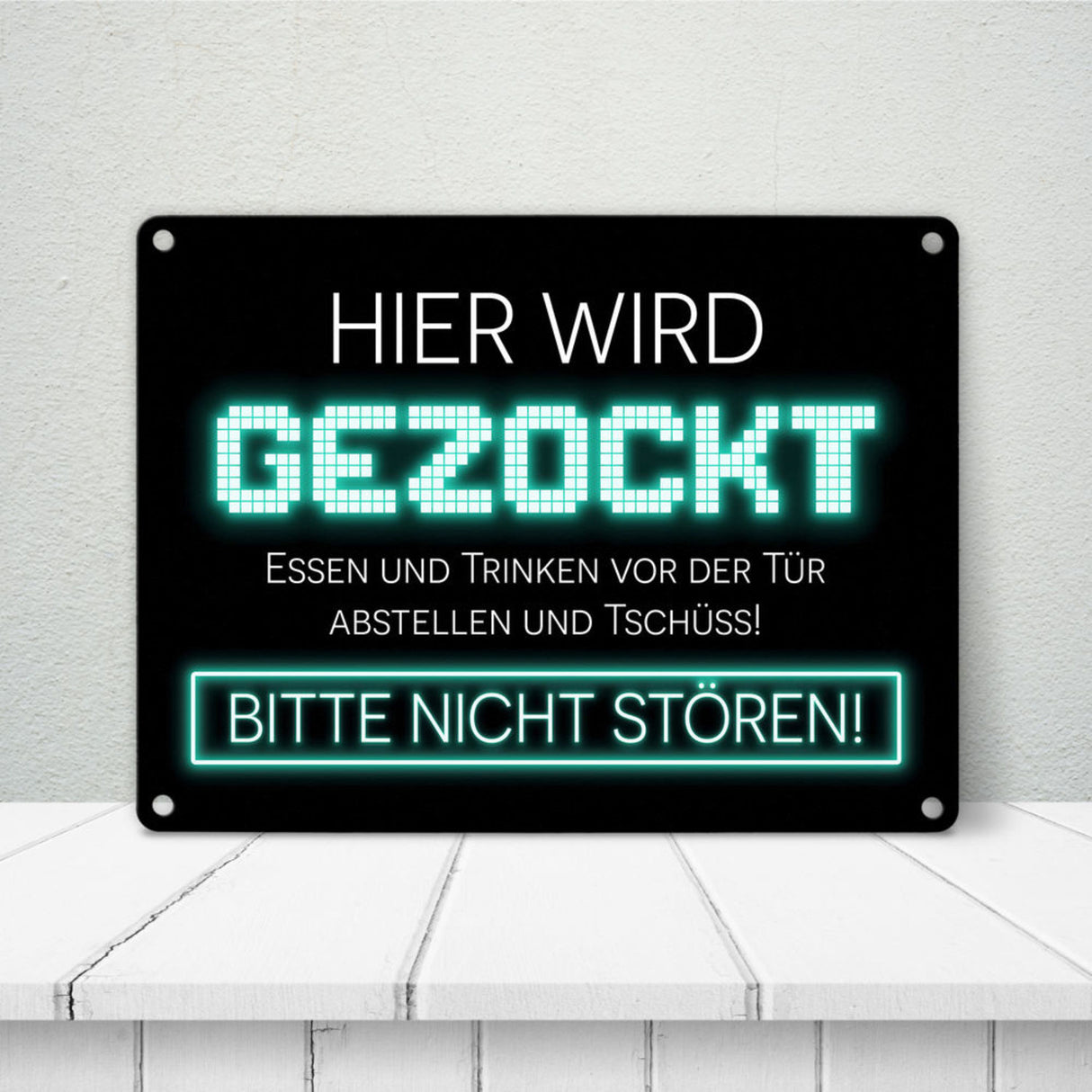 Hier wird gezockt Metallschild für Gamer in violett