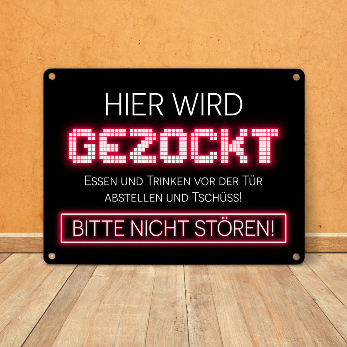 Hier wird gezockt Metallschild für Gamer in violett