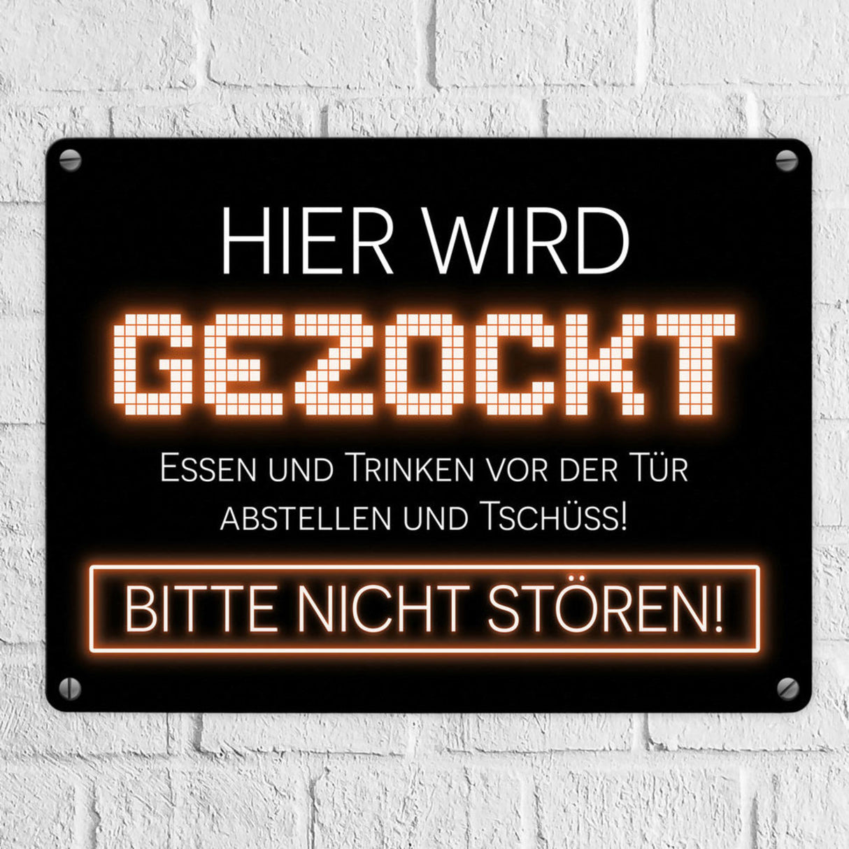 Hier wird gezockt Metallschild für Gamer in violett