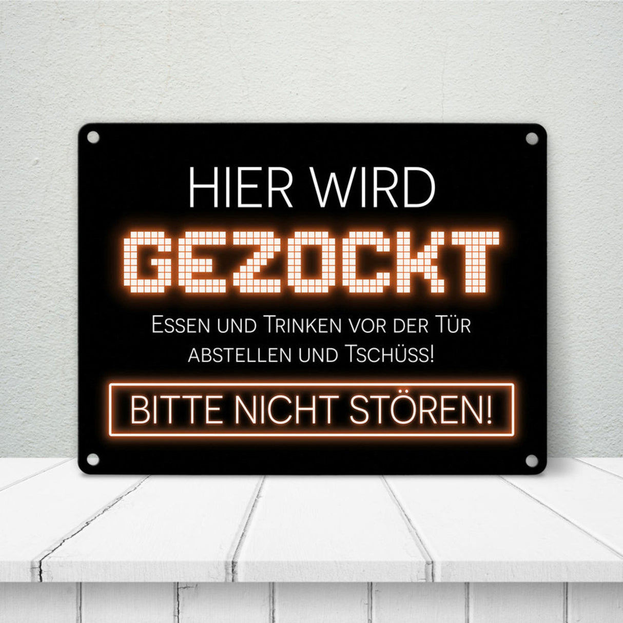 Hier wird gezockt Metallschild für Gamer in violett