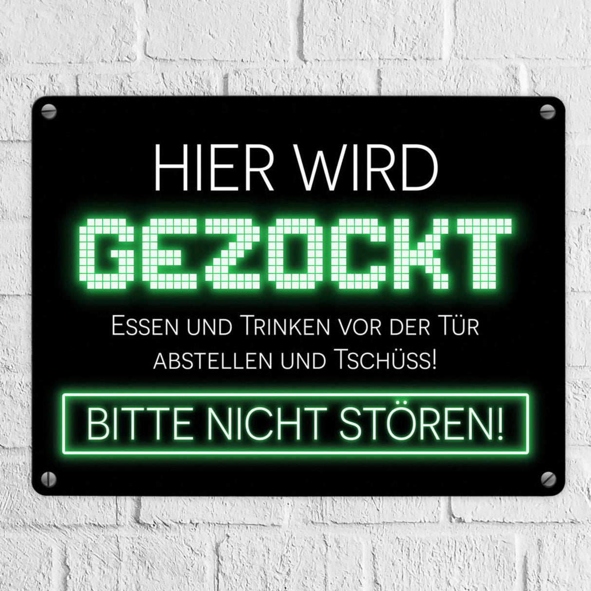 Hier wird gezockt Metallschild für Gamer in violett