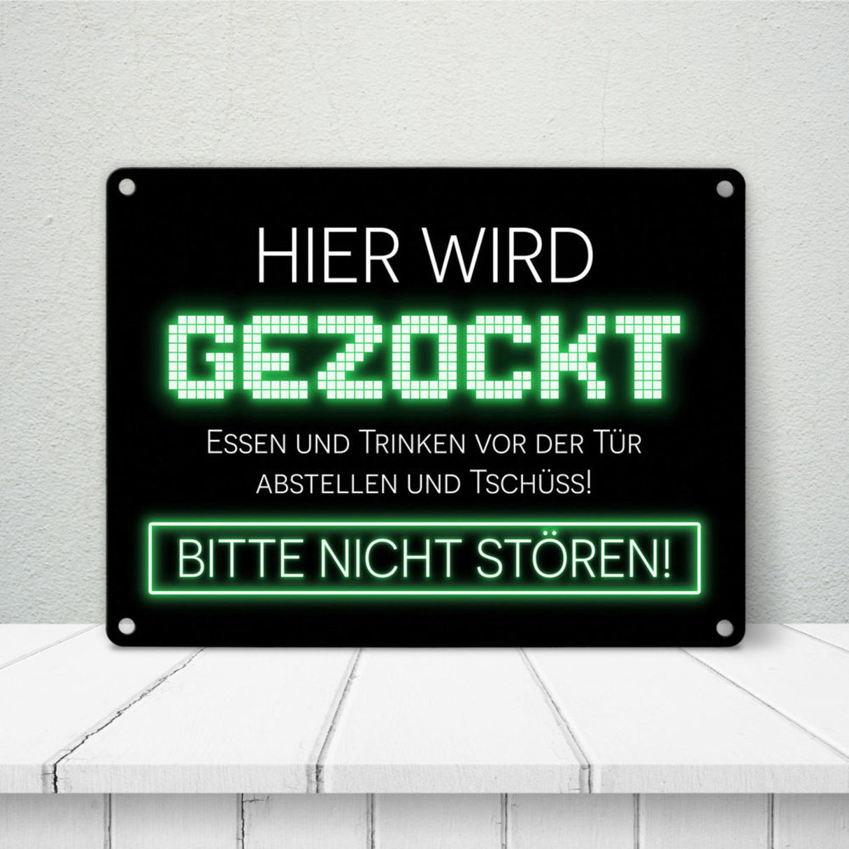 Hier wird gezockt Metallschild für Gamer in violett