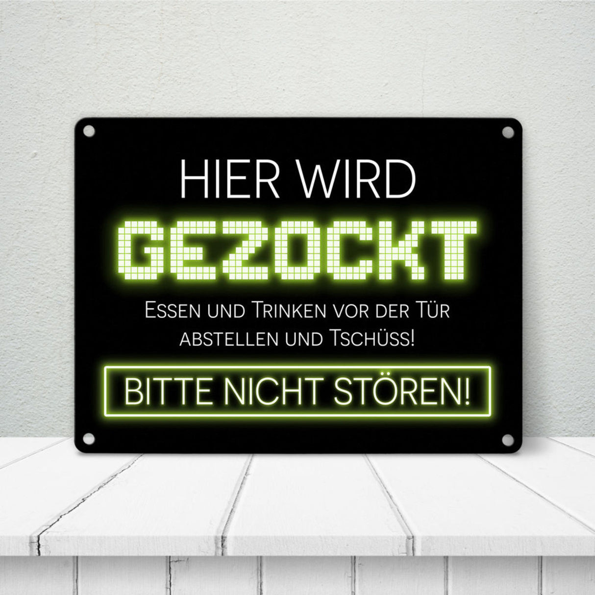 Hier wird gezockt Metallschild für Gamer in violett