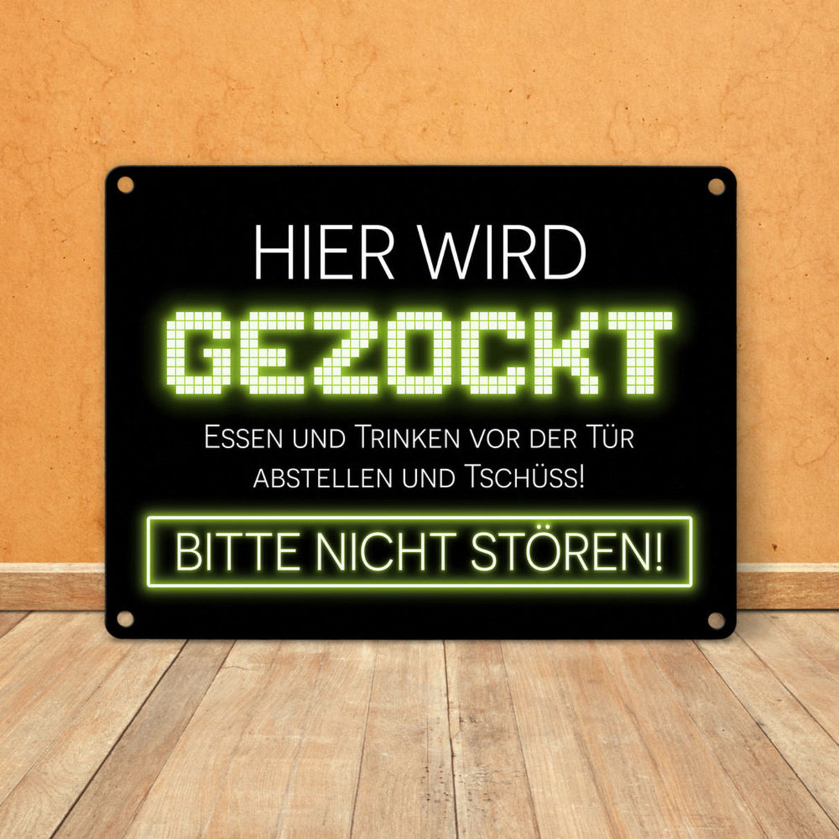 Hier wird gezockt Metallschild für Gamer in violett