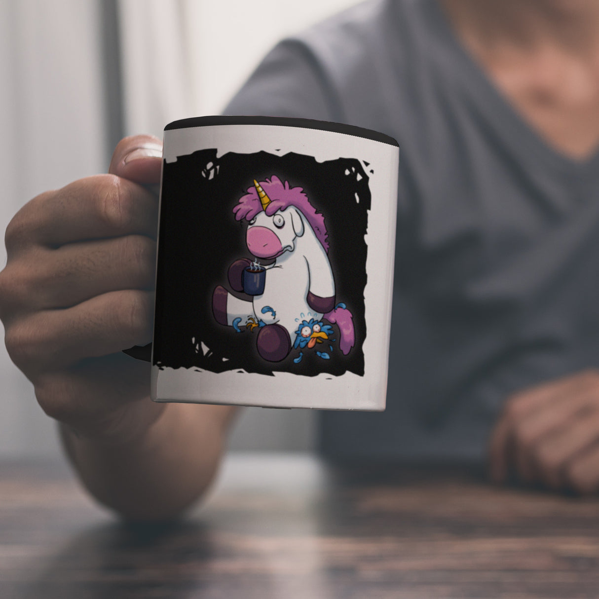 Der frühe Vogel kann mich mal Kaffeebecher mit lustigem Einhorn