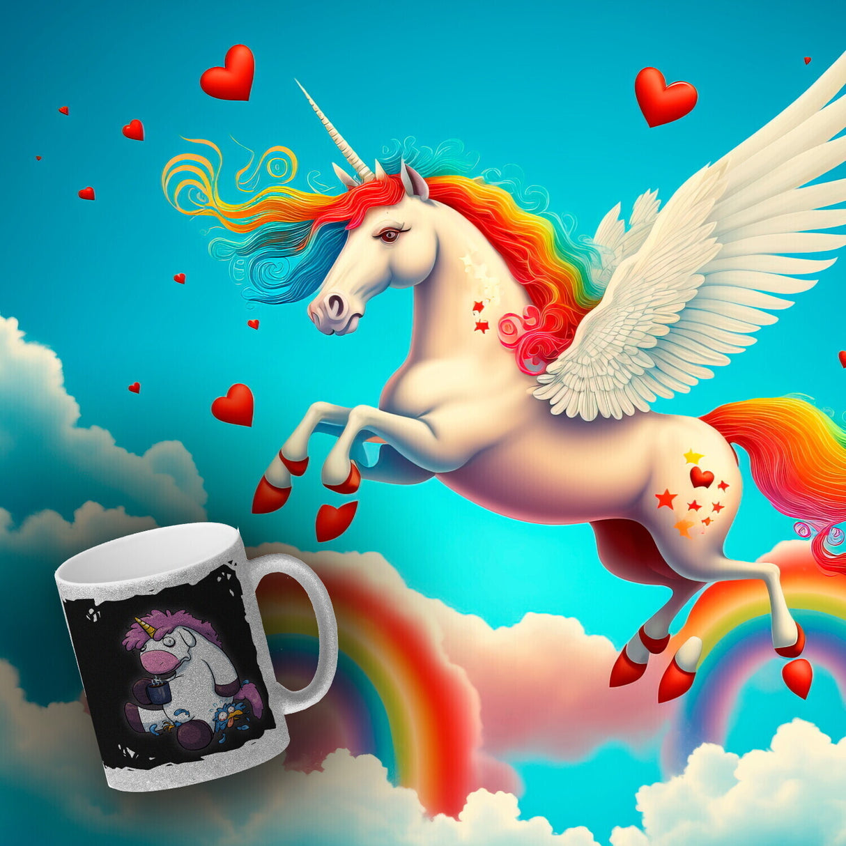 Der frühe Vogel kann mich mal Kaffeebecher mit lustigem Einhorn