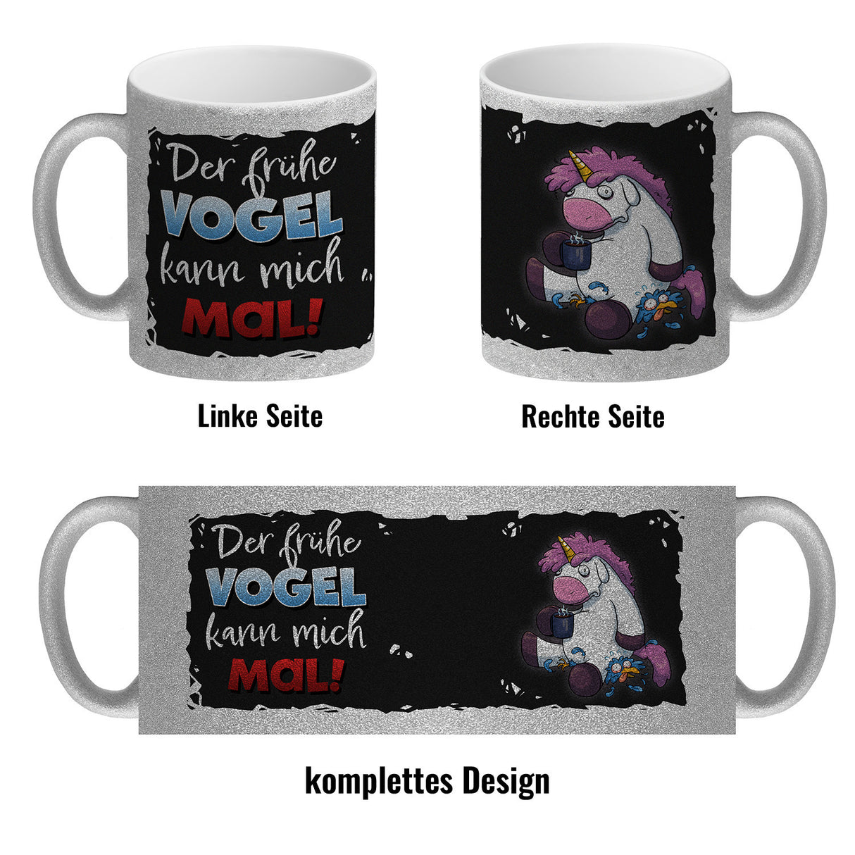 Der frühe Vogel kann mich mal Kaffeebecher mit lustigem Einhorn
