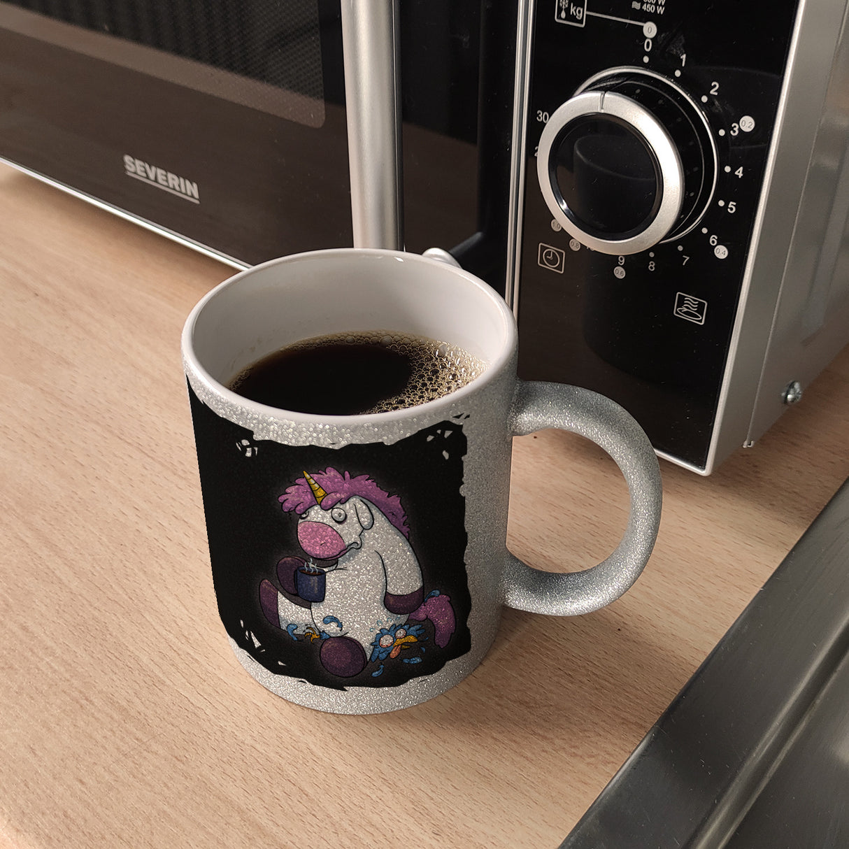 Der frühe Vogel kann mich mal Kaffeebecher mit lustigem Einhorn