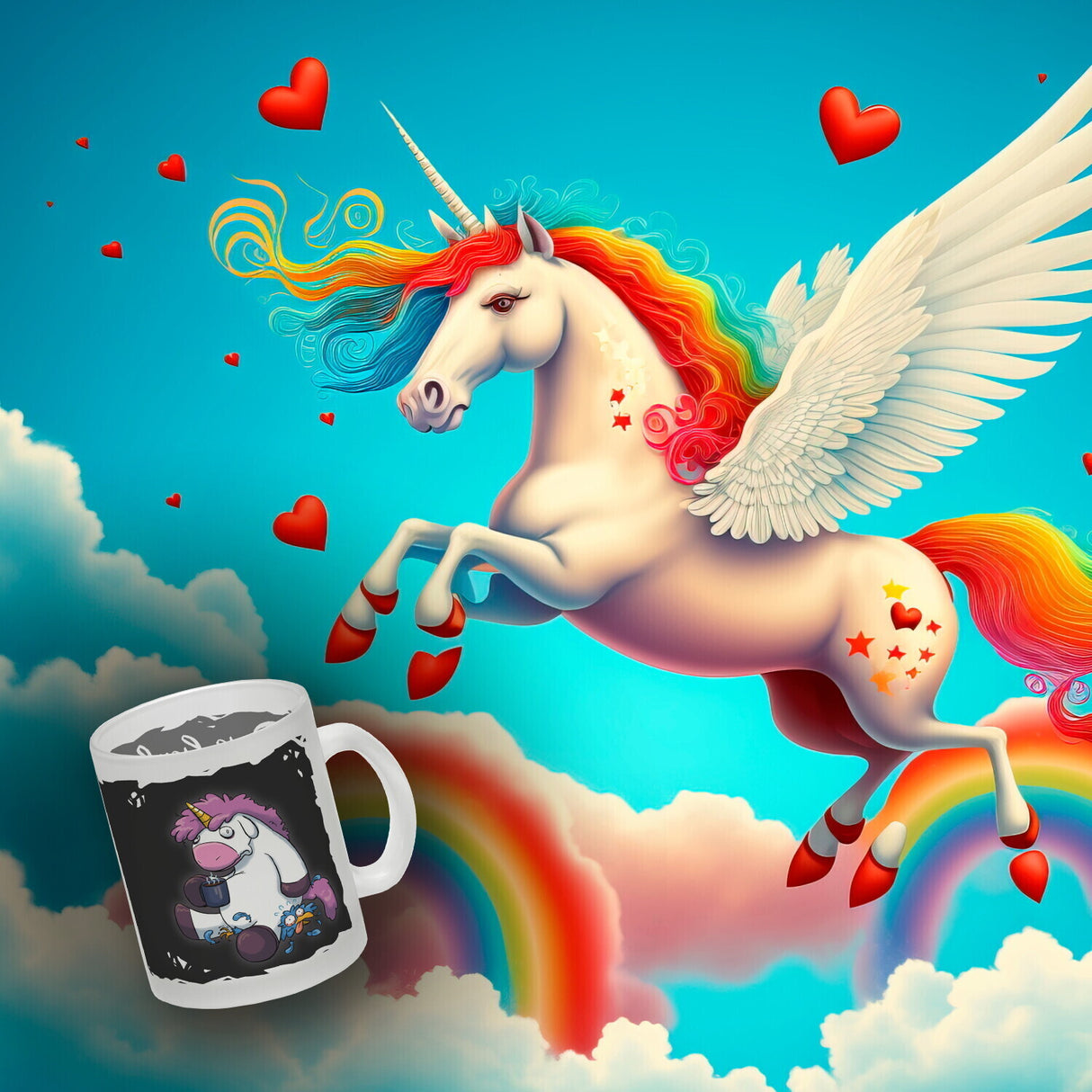 Der frühe Vogel kann mich mal Kaffeebecher mit lustigem Einhorn
