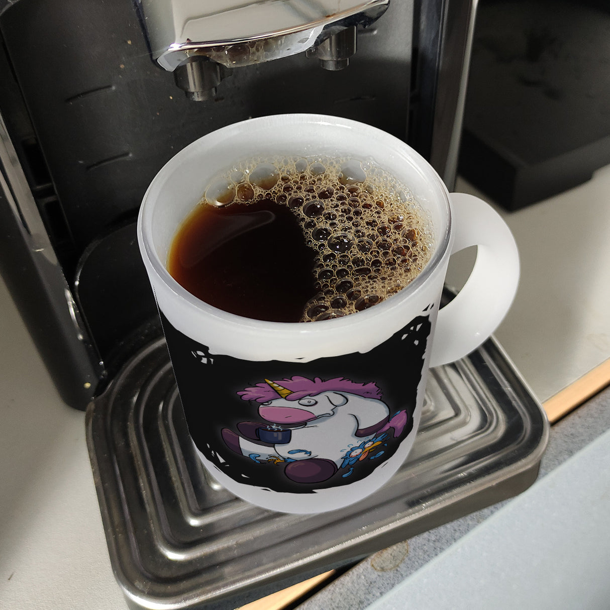 Der frühe Vogel kann mich mal Kaffeebecher mit lustigem Einhorn