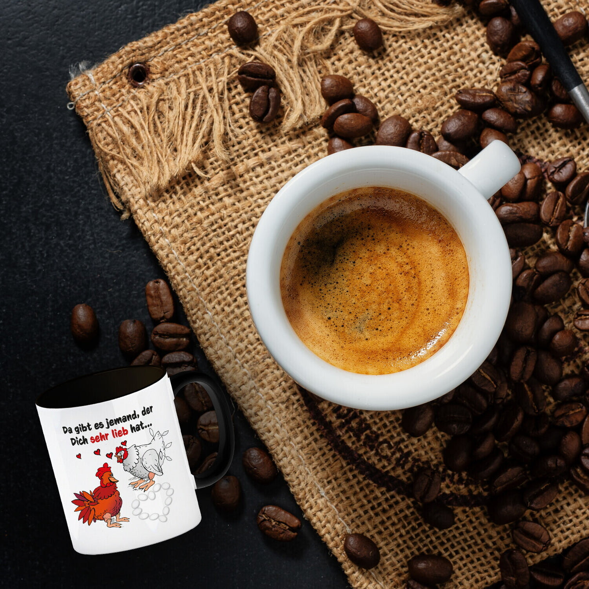 Da gibt es jemand, der dich sehr lieb hat Kaffeebecher mit Hühnern