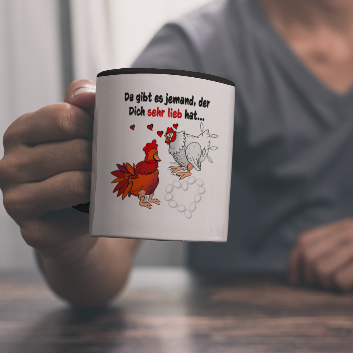 Da gibt es jemand, der dich sehr lieb hat Kaffeebecher mit Hühnern