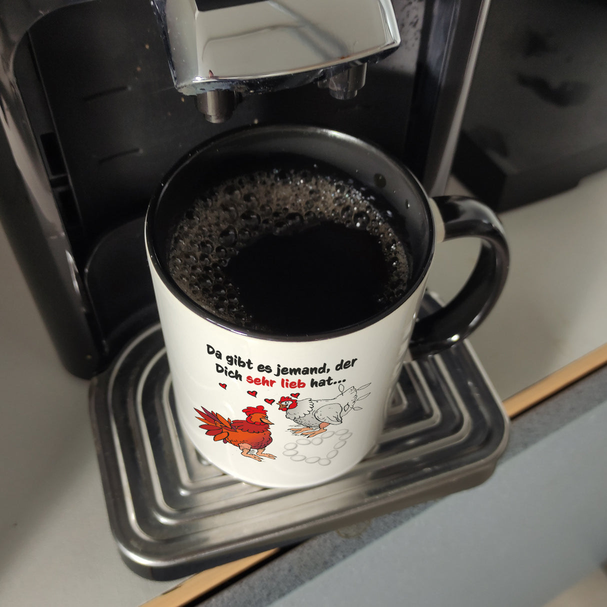 Da gibt es jemand, der dich sehr lieb hat Kaffeebecher mit Hühnern