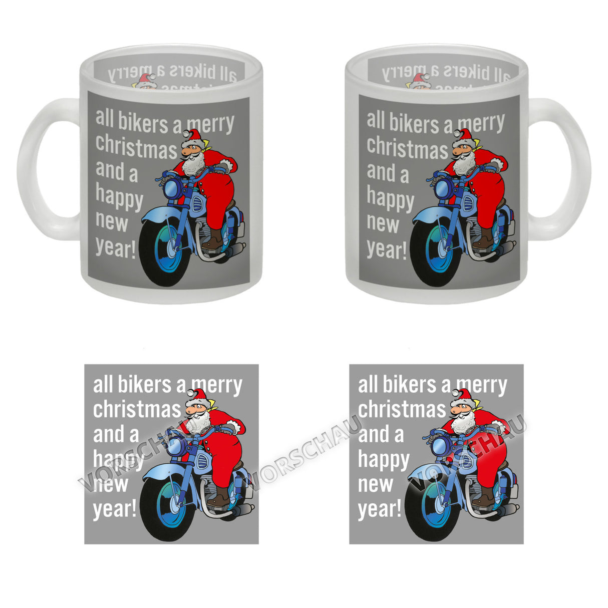 Weihnachten Biker Kaffeebecher mit Weihnachtsmann auf Motorrad