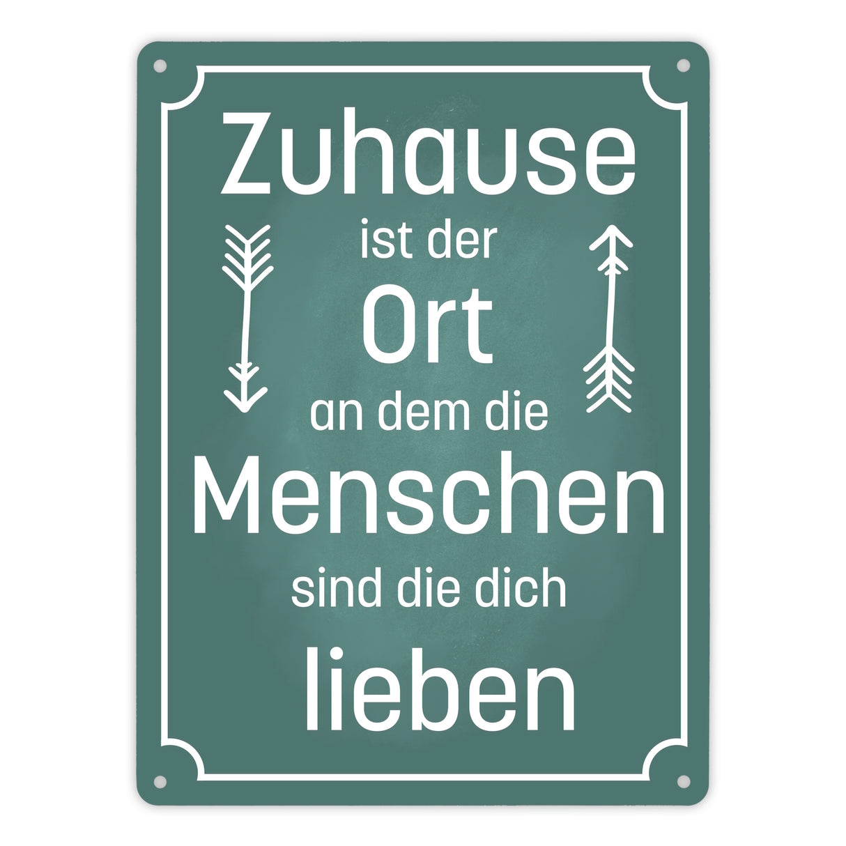 Metallschild mit schönem Spruch über das Zuhause für das Wohnzimmer