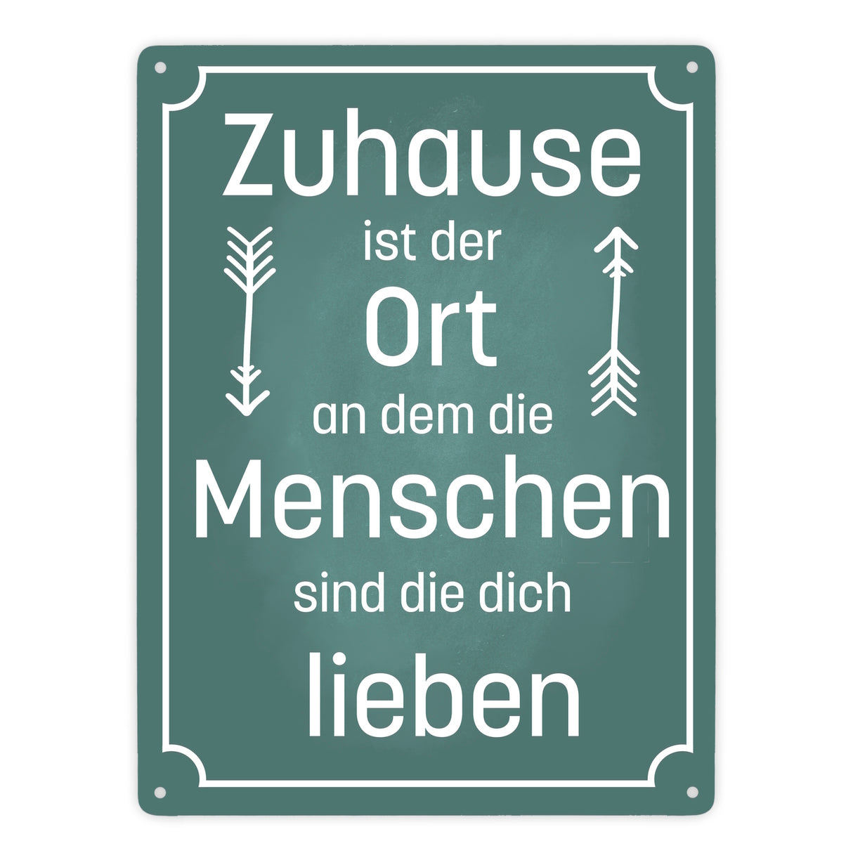 Metallschild mit schönem Spruch über das Zuhause für das Wohnzimmer