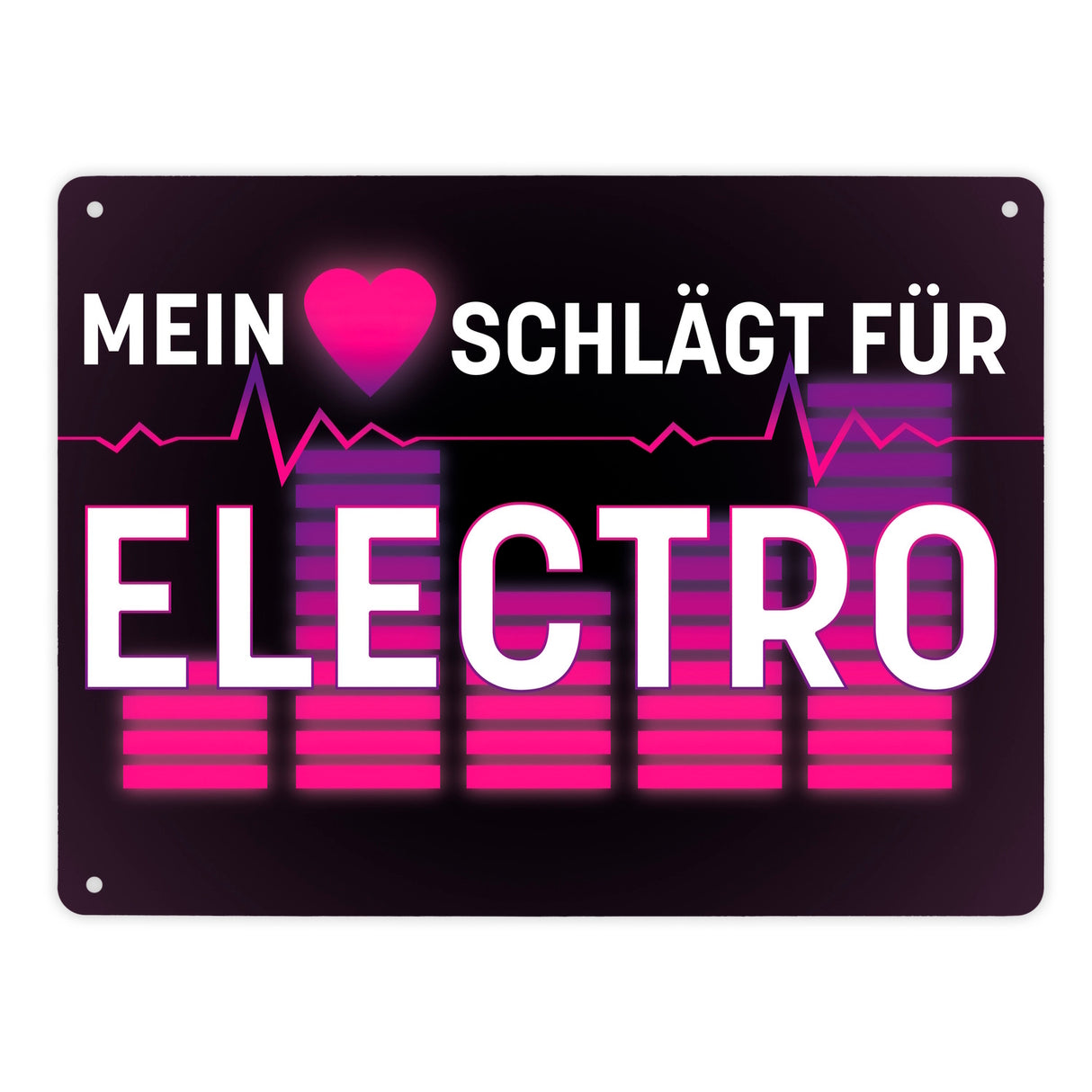 Mein Herz schlägt für Electro Metallschild im Neondesign