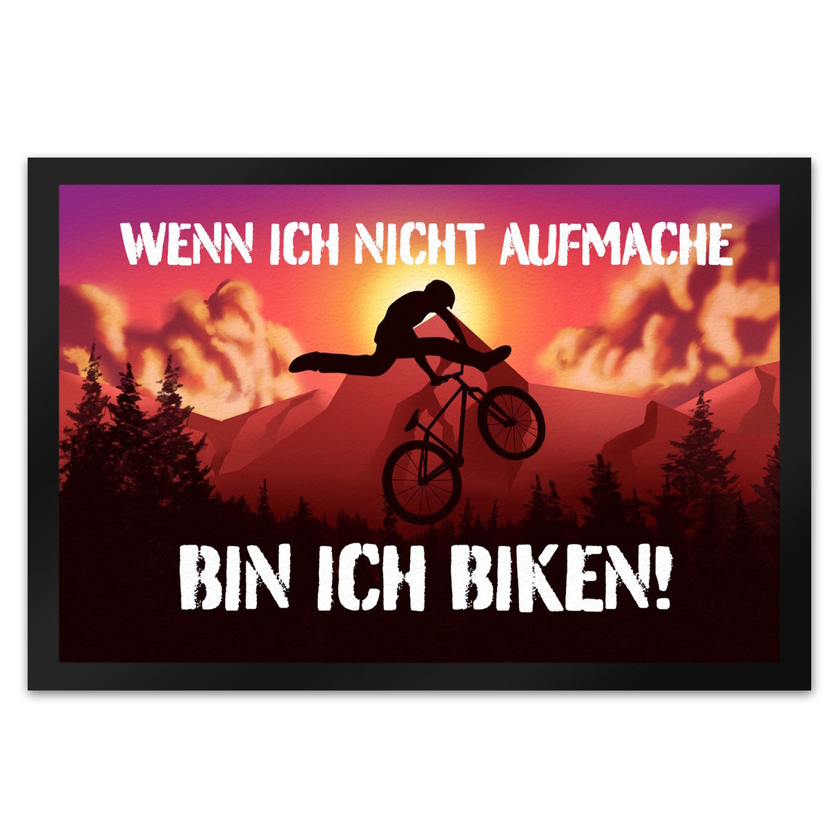 Wenn ich nicht aufmache bin ich biken Fußmatte mit Mountainbiker