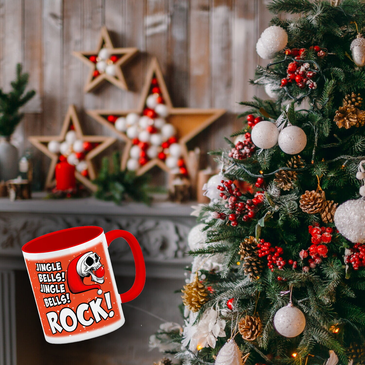 Jingle Bells Rock Weihnachten Kaffeebecher mit Totenkopf
