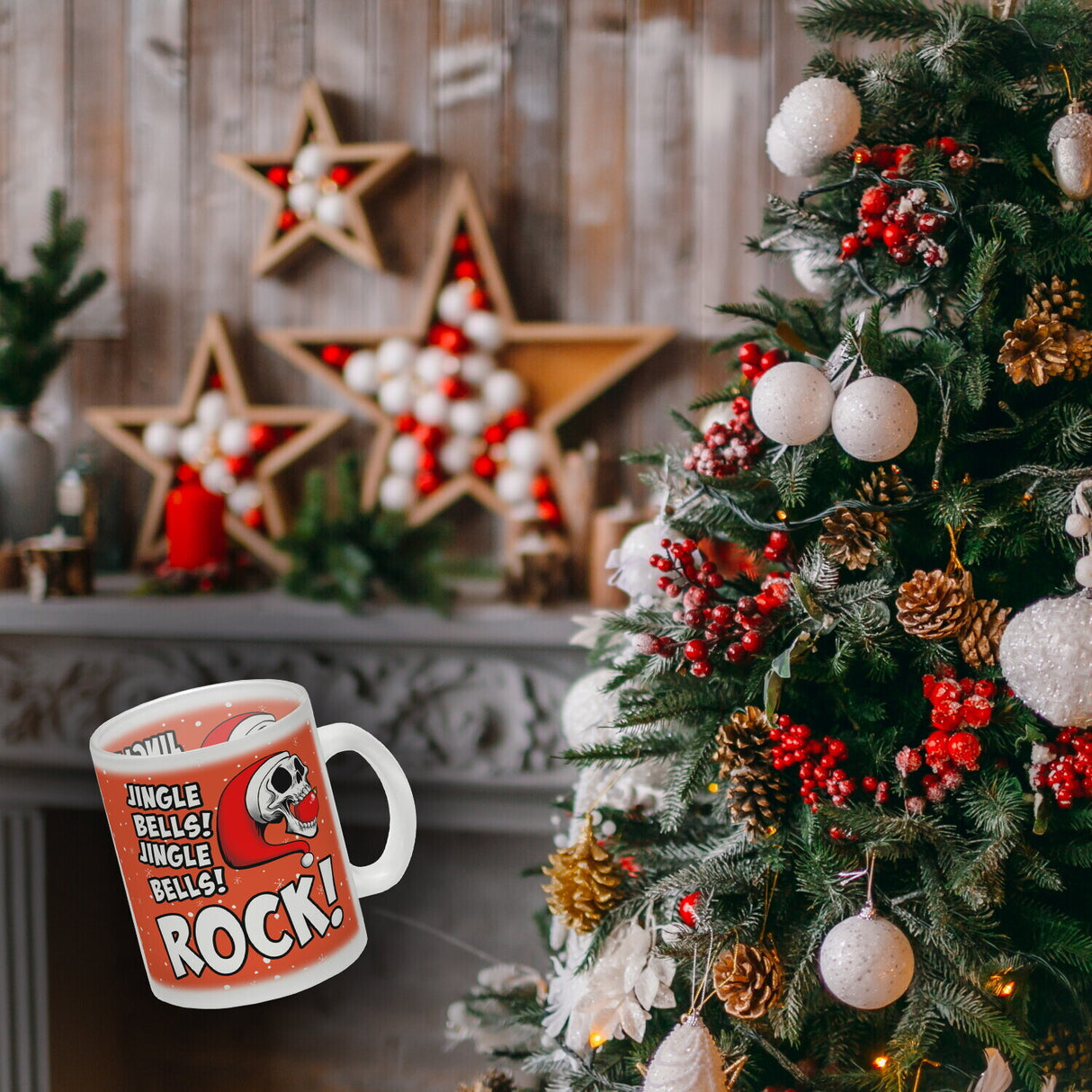 Jingle Bells Rock Weihnachten Kaffeebecher mit Totenkopf