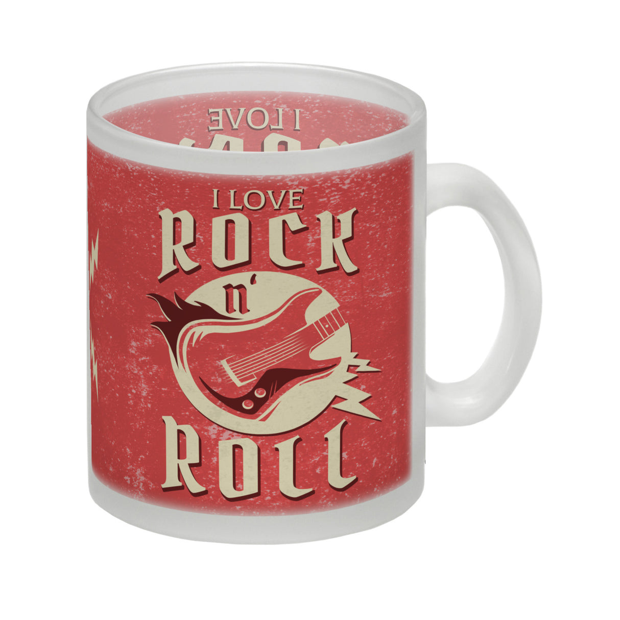 I Love Rock 'n' Roll Kaffeebecher mit Gitarren Motiv